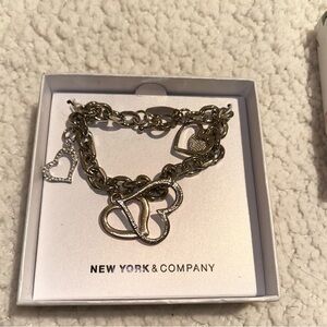 New York & Company Silver Heart Charm Bracelet